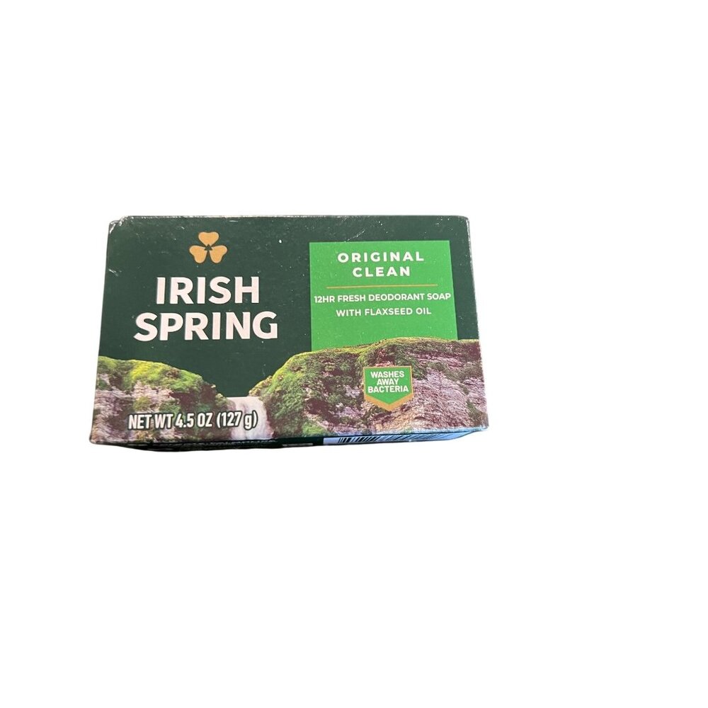 Irish Spring Original Clean Deodorant Soap Bar 4.5 Oz With Flaxseed Oil
